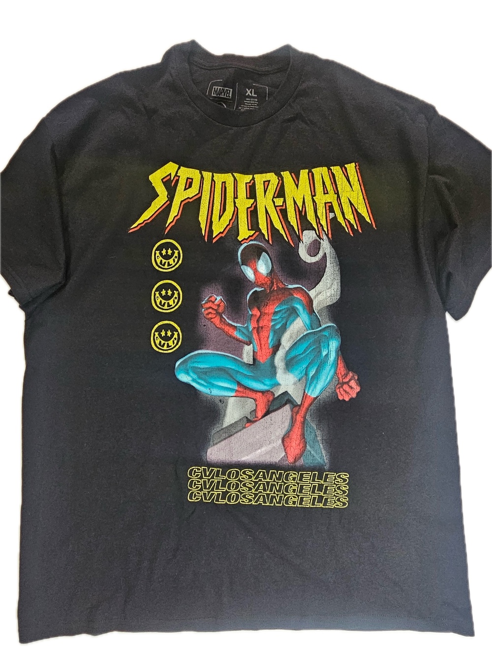 MARVEL Shirt Mens XL Black Spider-Man Graphic Crewneck Cotton Tagless Logo